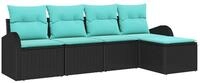 vidaXL Gartenlounge-Set Sofa Set mit Kissen 5 pcs Schwarz und T&uuml;rkis...