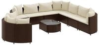 vidaXL Gartenlounge-Set 10-tlg. Garten-Sofagarnitur mit Kissen Braun Poly...