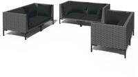 vidaXL Gartenlounge-Set, 6-tlg. Lounge Set mit Kissen Poly Rattan Dunkelgrau