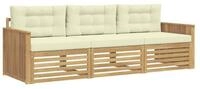 vidaXL Gartenlounge-Set Outdoor-Sofagarnitur 3 Stk. Wei&szlig; und Creme Massivholz,