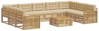 vidaXL Gartenlounge-Set Outdoor-Sofagarnitur 10 Stk. Wei&szlig; und Beige Massivholz,