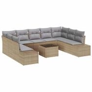 vidaXL Gartenlounge-Set Gartensofa-set mit Kissen 10 pcs Beige Poly-Rattan,...