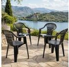 Progarden Gartenstuhl Kunststoff Anthrazit Stapelbar 4 er Set (Set, 4 St),
