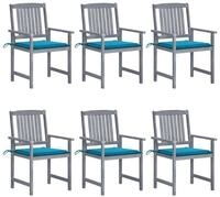 vidaXL Gartenstuhl Gartenst&uuml;hle mit Kissen 6 Stk. Massivholz Grau (6 St)