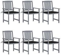 vidaXL Gartenstuhl Gartenst&uuml;hle mit Kissen 6 Stk. Massivholz Grau (6 St)