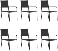 vidaXL Gartenstuhl, Garten-Essst&uuml;hle 6 Stk. Stapelbar Schwarz Polyrattan