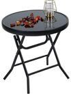 LuxusKollektion Klapptisch Klappbarer Runder Gartentisch Glas Metall Balkontisch