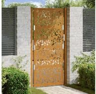 vidaXL Gartentor Gartentor 100x200 cm Wetterfester Stahl Blattdesign