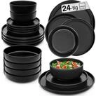 S&Auml;NGER Tafelservice Madeira Geschirr-Set (24-tlg), 6 Personen, Steingut, schwarz,