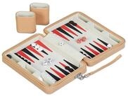 relaxdays Spiel Backgammon Reisespiel, Strategiespiel, hellbraun