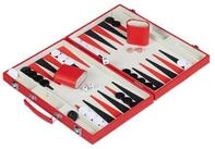 relaxdays Spiel Roter Backgammon Koffer, Strategiespiel