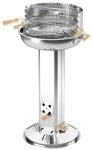 BURI Holzkohlegrill Edelstahl-S&auml;ulengrill rund &oslash; ca. 39cm Holzgriffe...