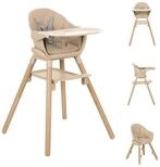Kikkaboo Kombihochstuhl Kinderhochstuhl Woody 3 in 1, Holzbeine Kinderstuhl
