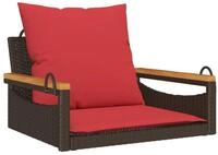 vidaXL Gartenbank H&auml;ngesessel mit Kissen Braun 63x62x40 cm Poly Rattan (1-St)