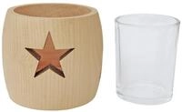 ERST-HOLZ Teelichthalter Zirben Teelichthalter mit Glas und Ausschnitt Stern...