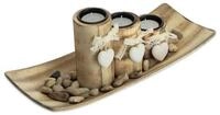 relaxdays Teelichthalter mit Tablett 3 Herz Teelichthalter mit Tablett