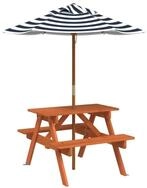 vidaXL Gartentisch Picknicktisch f&uuml;r 4 Kinder mit Sonnenschirm Massivholz Tanne
