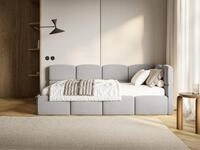 Selsey Jugendbett CLOUDY, Eck-Kopfteil, Matratze & Bettkasten, Easy-Clean-Samt,