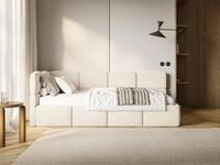 Selsey Jugendbett CLOUDY, Eck-Kopfteil, Matratze & Bettkasten, Easy-Clean-Samt,