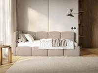 Selsey Jugendbett CLOUDY, Eck-Kopfteil, Matratze & Bettkasten, Easy-Clean-Samt,