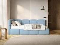 Selsey Jugendbett CLOUDY, Eck-Kopfteil, Matratze & Bettkasten, Easy-Clean-Samt,