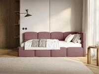 Selsey Jugendbett CLOUDY, mit Kopfteil, Matratze & Stauraum, Easy-Clean-Velours,