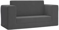 vidaXL Kindersofa, Kinder Schlafsofa 2-Sitzer Anthrazit Weicher Pl&uuml;sch