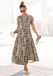 LASCANA Maxikleid mit Animalprint und kurzer Knopfleiste Elegantes Sommerkleid aus