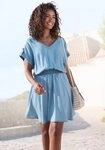 Buffalo Sommerkleid mit V-Ausschnitt aus weicher Lyocellware kurzes Kleid,