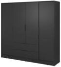 Masseno Dreht&uuml;renschrank CATERINA 206 cm Kleiderschrank 4 T&uuml;ren und 2...