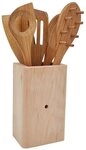 ERST-HOLZ Kochl&ouml;ffelhalter Sechsteiliges K&uuml;chenset aus Zirbenholz und