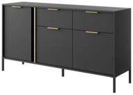 Masseno Kommode LORENZO 153 cm Sideboard mit 2 Schubladen und 3 T&uuml;ren Anthrazit