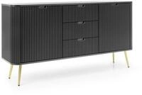 Masseno Kommode ZENZERO 168 cm Sideboard mit 3 Schubladen und 2 T&uuml;ren Schwarz