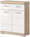 Inn.Furn Badkommode Mambo (Badschrank in wei&szlig; Hochglanz und Eiche, 2-t&uuml;rig,...