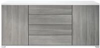 Vladon Sideboard Faro V2 (Kommode mit 2 T&uuml;ren & 4 Schubladen, Schrank mit LED