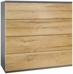 Vladon Kommode Pavos V3 (Sideboard h&auml;ngend, mit 4 Schubladen), Anthrazit...