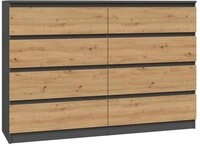 ibonto Kommode Gro&szlig;e Mehrzweckschrank mit 8 Grifflosen Schubladen