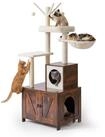 relaxdays Kratzbaum mit Katzenklo Schrank 150 cm, Industrial-Wei&szlig;