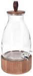 Spetebo Wasserkaraffe Getr&auml;nkespender aus Glas mit Holz St&auml;nder - 5,5 L, (Packung,