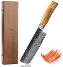 Wakoli Asiamesser Damast Nakiri I K&uuml;chenmesser Kochmesser 17 cm Klinge mit