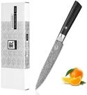 ZAYIKO Allzweckmesser Black Edition dunkler Damast Universal K&uuml;chenmesser 13 cm