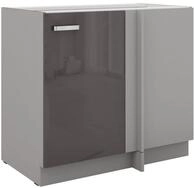 K&uuml;chen-Preisbombe Eckunterschrank 105 cm K&uuml;che Bianca Grey Grau Hochglanz