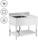 Royal Catering Edelstahlsp&uuml;le Sp&uuml;ltisch 100 x 70 cm Becken 50 x 50 x 30 cm...