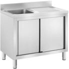 Royal Catering Edelstahlsp&uuml;le 100 x 60 cm Sp&uuml;lenunterschrank Becken links 40...