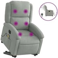 vidaXL Massagesessel, Relaxsessel mit Aufstehhilfe Elektrisch Hellgrau Samt