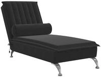 vidaXL Chaiselongue Massage-Chaiselongue mit Nackenrolle Schwarz Samt, 1 Teile