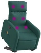 vidaXL Sessel Elektrischer Massagesessel mit Aufstehhilfe Dunkelgr&uuml;n Stoff...