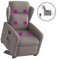vidaXL Massagesessel, Elektrischer Massagesessel mit Aufstehhilfe Taupe Stoff