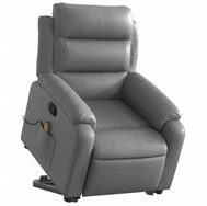 vidaXL Sessel Massagesessel mit Aufstehhilfe Grau Kunstleder (1-St)