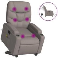 vidaXL Massagesessel, Elektrischer Massagesessel mit Aufstehhilfe Taupe Stoff